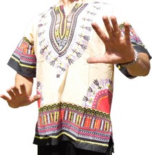 Mens BEIGE Dashiki Shirt African Blouse Top Rap Rapper  FAST SHIPPING