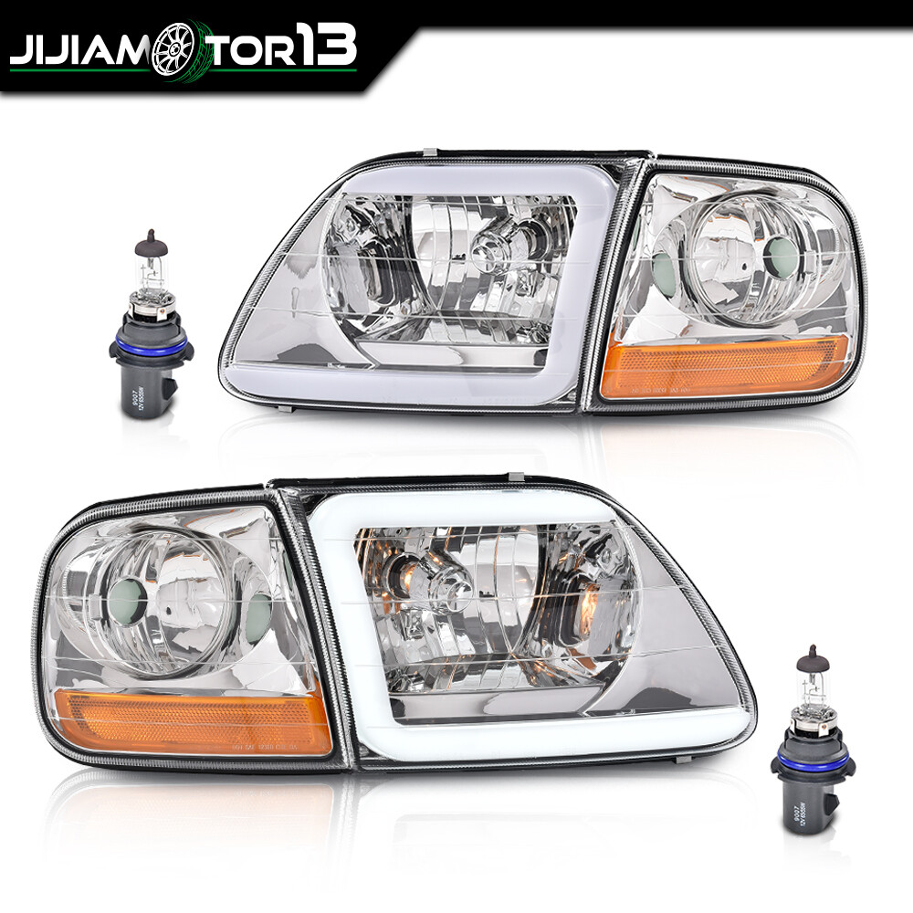 Clear LED DRL Headlights+Corner Lights Fit For 97-03 Ford F150/99