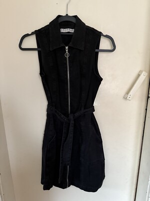 primark black denim dress PRIMARK WOMENS BLACK DENIM DRESS (SIZE 8)