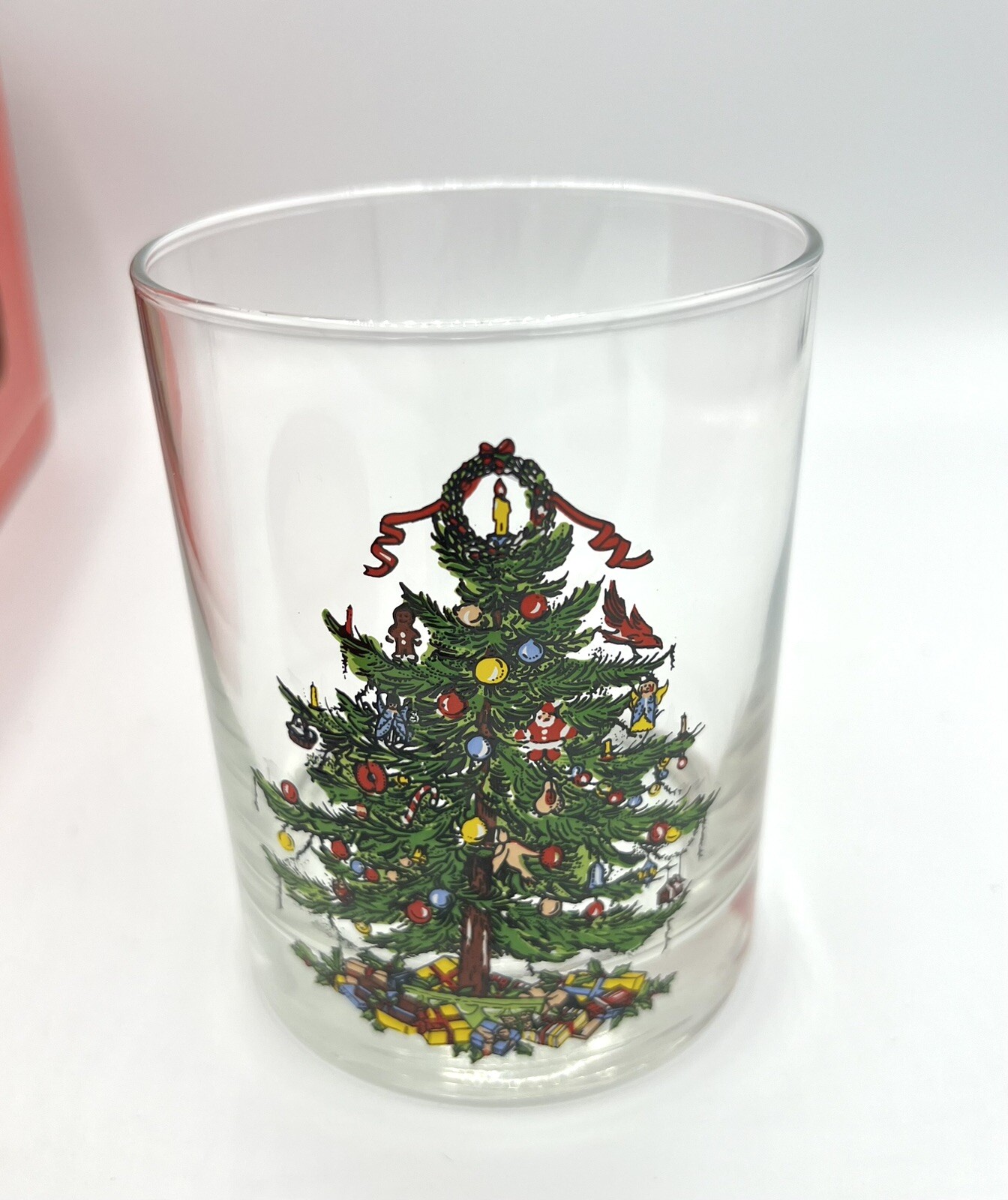 Vtg Box Set Georges Briard Christmas Tree Double Old Fashion Glasses Coaster