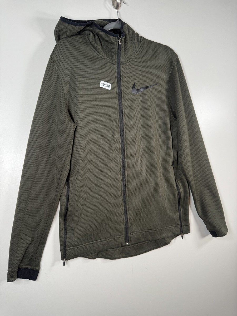 Nike Mens Dri Fit Therma Flex Showtime Full Zip Hoodie Olive Green