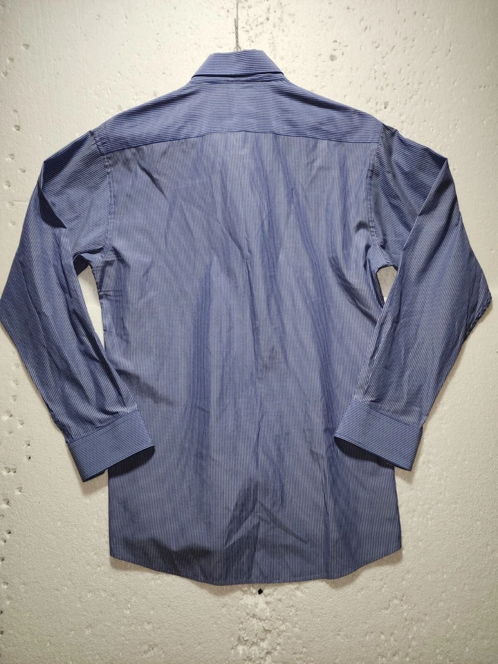 Paco Rabanne Shirt Mens 100 Blue White Stripe Dress Solid Casual Adult Button Up - Image 4 of 4