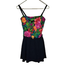 Vintage 1980s Roxanne Floral Retro One Piece Swimsuit Size 14 / 36D