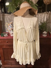 Free People Ruffle & Lace Romper/Beach Cover Up Size M *NEW*