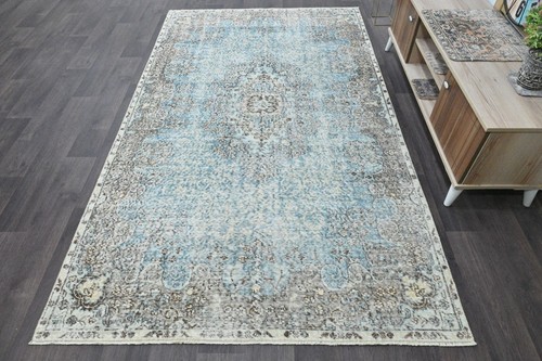 Oushak 5x9,Turkish Rug,vintage,anatolian,BLUE,kilim,Bohemian,handmade,wool