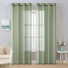 Solid Color Sheer Curtains 90 Inches Long 2 54"W x 90"L Pack of 2 Sage Green