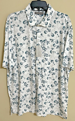 NWT Daniel Cremieux XL lucent white teal short sleeve button up shirt mens $85
