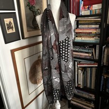 VTG Rectangle Scarf Velvet Burn Out Abstract Art Geometric Artsy Boho 21" x 71"