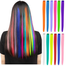12 Pcs Clip in Hair Extensions, 22 Inch Colored Hair Extensions Party Highlights
