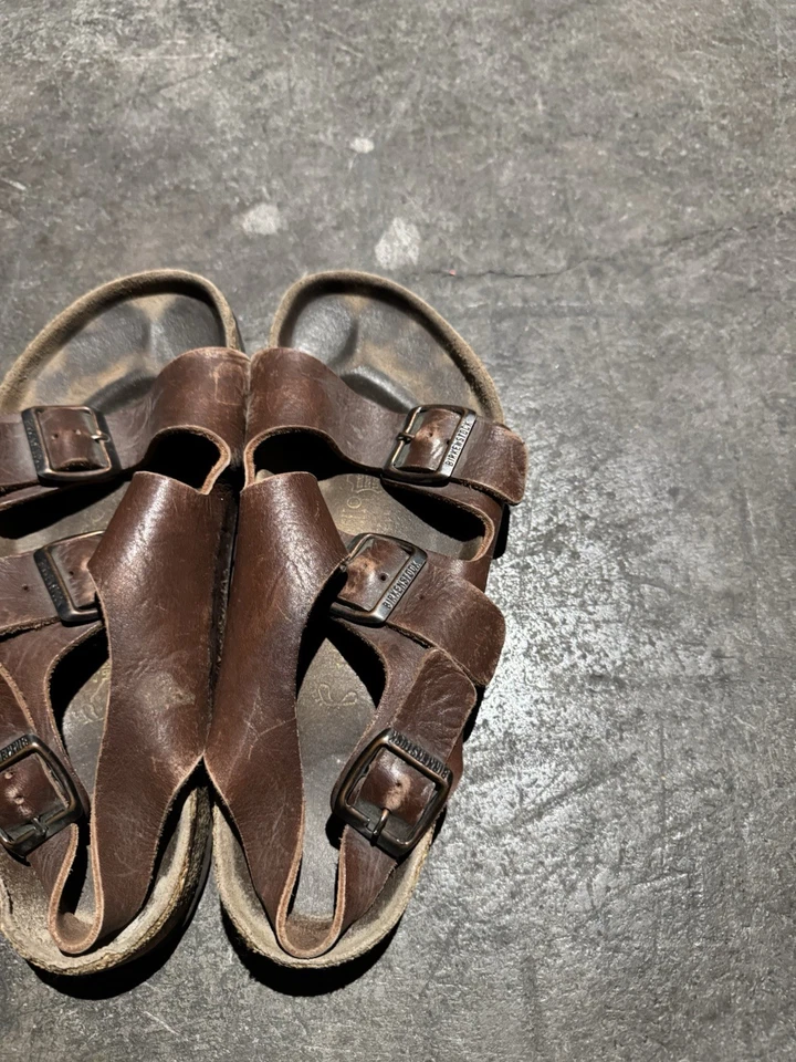 Sandalias Birkenstock Milano Marrón Habana Cuero Correas Talla 40 Foto 3 de 4
