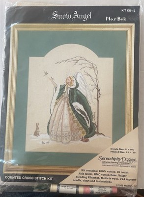 VTG Serendipity Designs SNOW ANGEL Counted Cross Stitch Kit Mar Bek KB-12 SEALED