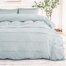 100 Washed Cotton Duvet Cover Queen Queen 90"x90" Azure Blue No Comforter