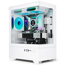 MATX PC Case White Dual Tempered Glass