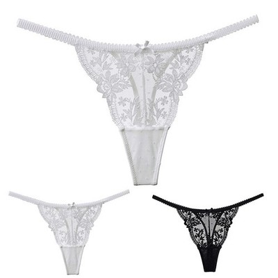 Blumen Spitze niedrige Taille Tangas für Damen mit durchsichtigem und G-String-