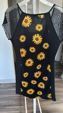 Sundress Black Printed Sun Flowers Summer Dress Size XL