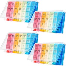 4 Pack Pill Organizer Monthly XL Large Weekly Pill Organizer 4 Times a Day Bo...