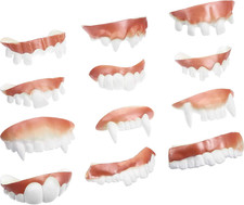 12 Pieces Fake Teeth Vampire Teeth Halloween Gnarly Fangs Ugly Prank Gag False F