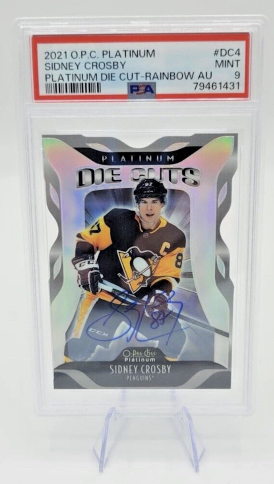2021-22 O-Pee-Chee Platinum Sidney Crosby Die-Cuts Rainbow Auto #DC4 PSA 9