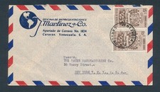 D489047 Venezuela Airmail Cover Caracas to New York Bates Mfg 1950's