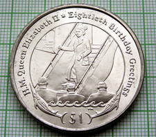 BRITISH VIRGIN ISLANDS 2006 DOLLAR QEII 80th BIRTHDAY Queen on Aircraft Steps BU
