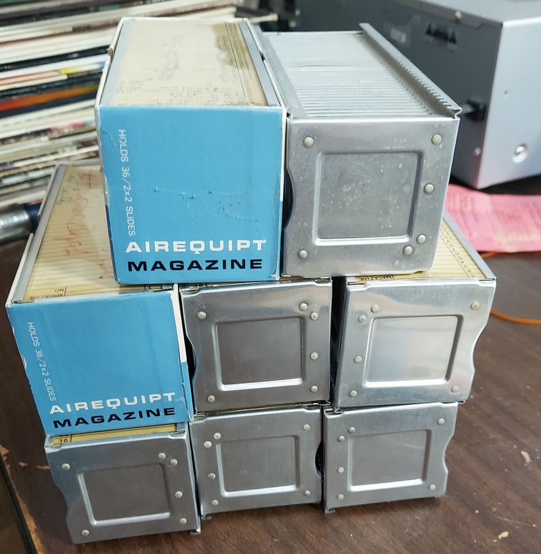 Lot of 9 Airequipt Argus Vintage 2x2 Slide Projector Magazines  - No Slides Nice