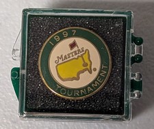 1997 MASTERS GOLF BALL MARKER WOODS WINS MASTERS AUGUSTA NATIONAL MINT CONDITION