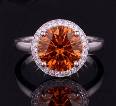 6.00 Ct Certified Round Shape Orange Natural Diamond Ring VVS1 White Gold Finish