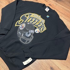 Vintage Logo Athletic Pittsburgh Steelers Black Sweatshirt Mens Large NWT