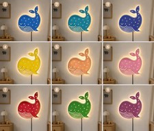 Handgefertigte Wandlampe Wal aus Holz, Kinder...