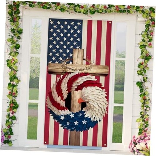 Memorial Day Door Cover 4th of July Banner Thank You Veterans Patriotic Decor