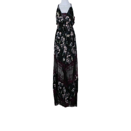 Free People NEU 128 $ Midnight Combo Gr. M schwarz bunt Spitze Blumen Poly Overall - Bild 2 von 17