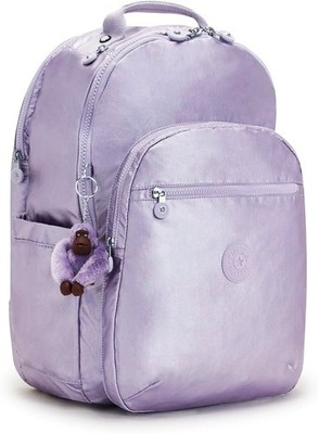 US new reduced XL 47cm 17'' Laptop Kipling Seoul Backpack metallic lilac gift