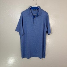 FootJoy Polo Shirt Mens Large Blue Stripe Golf Performance Stretch Short Sleeve