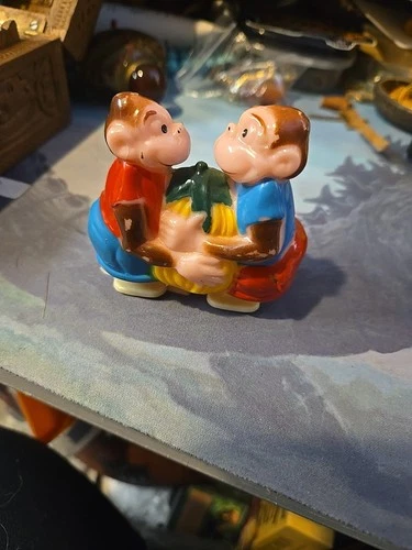 Vintage Marx Toy Ramp Walker 2 Monkeys Carrying Bananas Figure 1950s