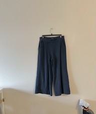 AYR The High Hopes Pant Navy Blue Wide Leg Pull On Pima Cotton Comfort L
