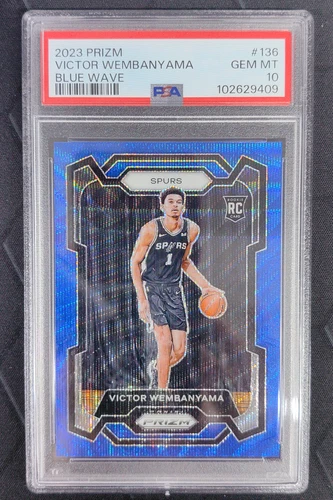 2023-24 Panini Prizm Victor Wembanyama Blue Wave Rookie RC #136 PSA10