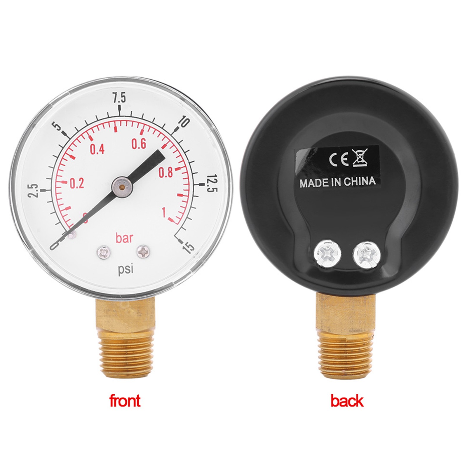 Mini Low Pressure Gauge For Fuel Air Oil Or Water 0-15psi/0-1bar BSPT