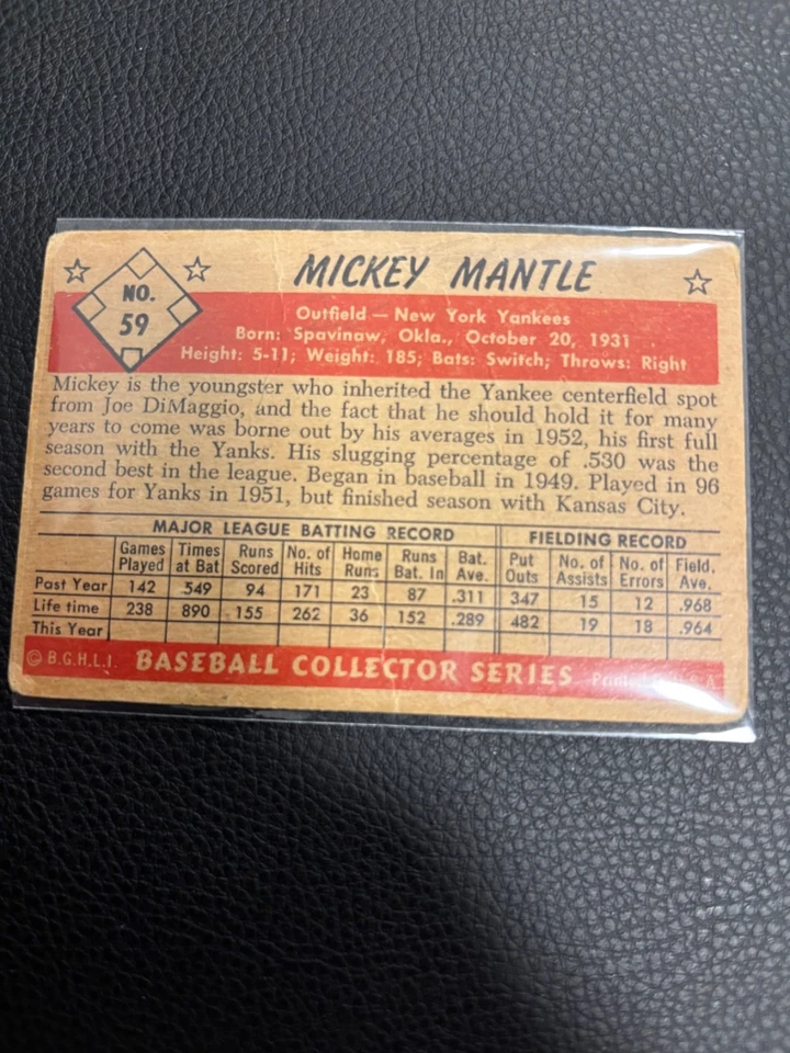 Bowman Color 1953 - Mickey Mantle #59 autógrafo Foto 2 de 2