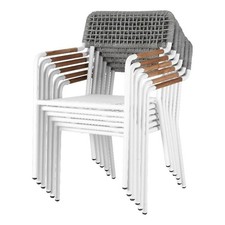 Pemberly Row 33" Modern Aluminum Chairs in Gray Finish Set of 6 