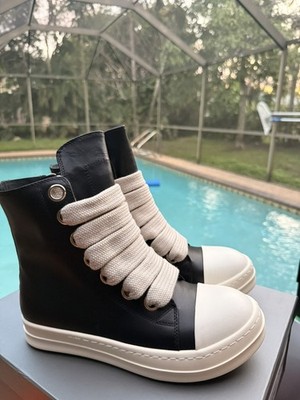 Hiro1210rick owens/リックオウエンス/sise46 Rick Owens Porterville Jumbo Laces HighTop Sneakers “BLACK CREAM