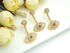 CZ Evil Eye Dnagle Earrings, Sku J231