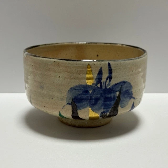 Japanes Tea Ceremony Chawan Tea Bowl Banko ware Iris w/box Matcha Chanoyu Sado - Image 4 of 4