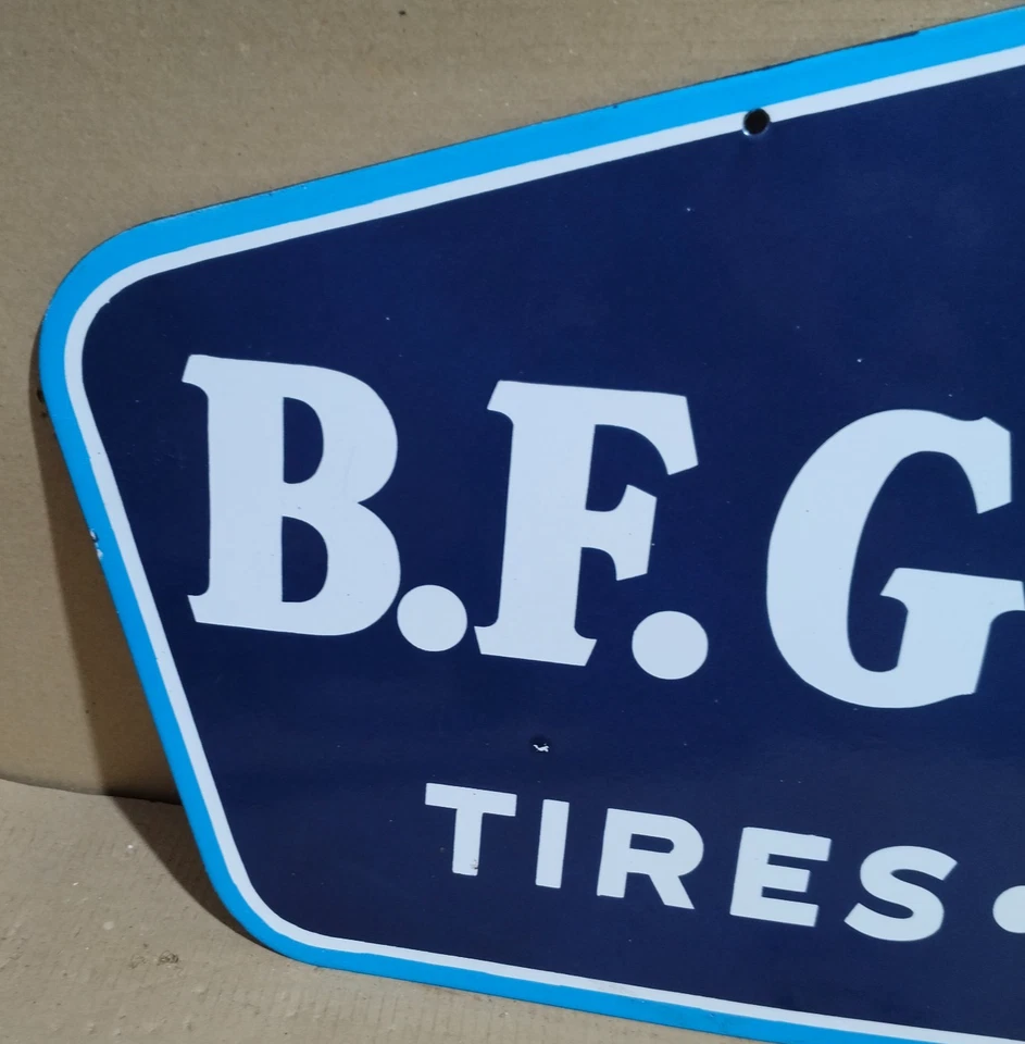 B.F Goodrich Tires Batteries Porcelain Enamel Sign 40 x 18 Inches 2 Sided - Image 2 of 4