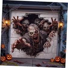 Halloween Garage Door Decorations Garage Door Cover Large 6 x 13 ft Zombie