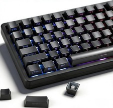 132 PCS Double Shot PBT Keycaps OEM Profile Side Printed Shine Through Black