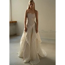 Elegant Wedding Dresses Evening Strapless Floor Length Banqut Prom Party