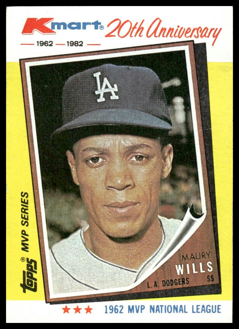 1982 Topps Kmart 20th Anniversary AL & NL MVP's #2 Maury Wills Dodgers