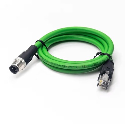 M12 D Code to RJ45 Crodset Cable, M12 4 Pin Male to RJ45 Plug Straight Assemb...