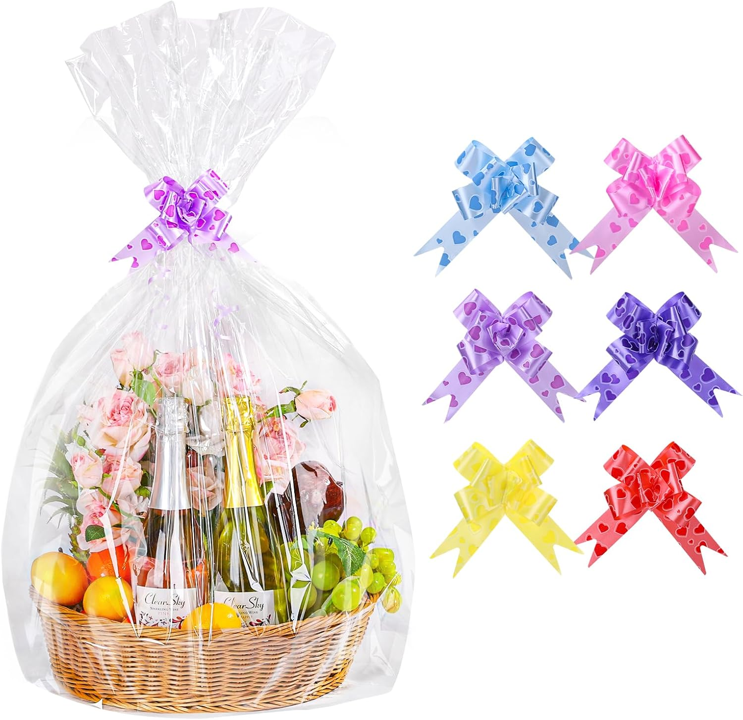 6 PCS Extra Large Cellophane Bags for Hampers, 30""X40"" Hamper Wrapping Cellophan