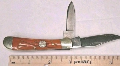 Frost 2 Blade Pocket Knife with Orange Bone Handle New With Out Box. 